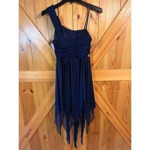 Deb Women's Dress 5 Sexy One Shoulder Prom Cocktail Navy Crystal Bling nwt (3017